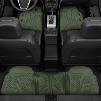 Motor Trend FlexTough Performance All Weather Rubber Car Floor Mats - 3 Piece Floor Mats Automotive Liners for Cars Truck SUV, Heavy-Duty Waterproof (Black)