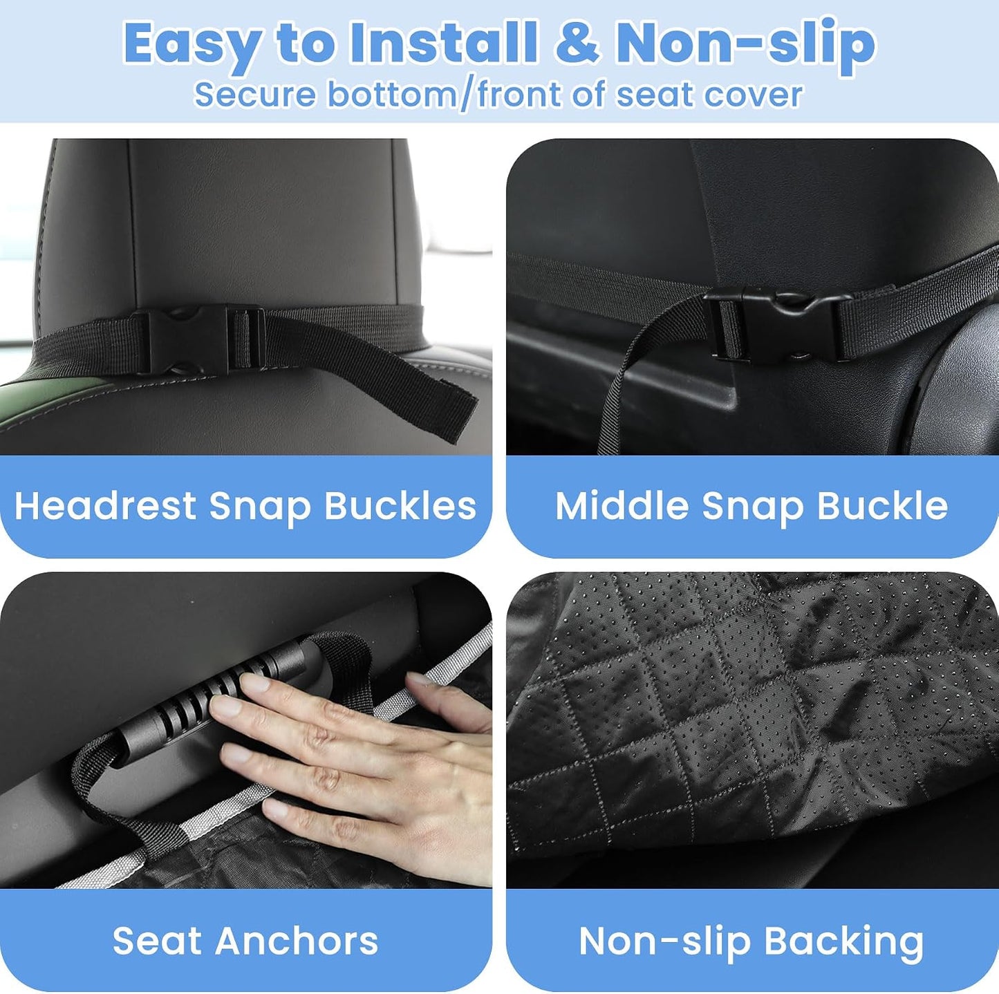 ELONGRIVER Dog Car Seat Covers, Waterproof Front Seat Cover for Dogs, Scratch-Proof, Nonslip Pet Passenger Seat Cover Protector, Universal Fit for Cars Trucks SUVs, Standard Size, Black
