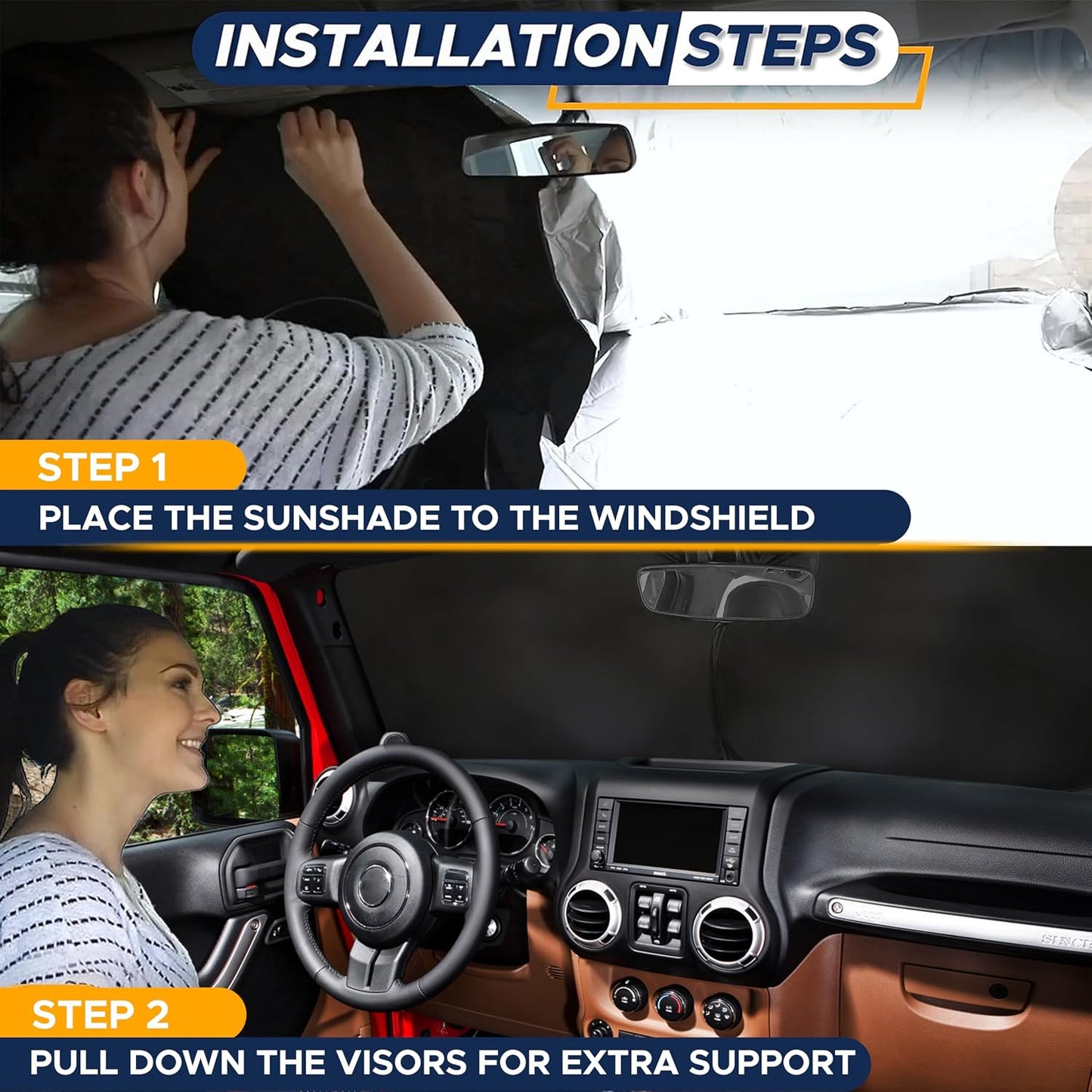 EcoNour Car Windshield Sun Shade | 2025 Upgraded Innovative No-Light-Pass Technology for Maximum Coverage | Foldable Sun Shade Keeps Your Vehicle Cool | Must-Have Car Accessories | Small (59" x 29") - Colors N