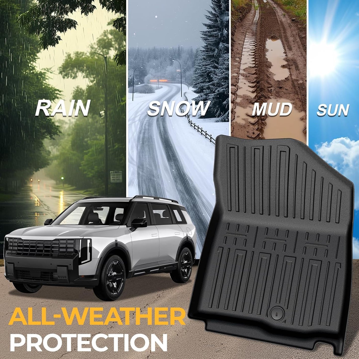 Floor Mats for Kia K5 2021-2026/Hyundai Sonata Gas 2020-2026, All Weather Floor Mats Trunk Cargo Liner Accessories, Full Coverage Set (Fit FWD Models)
