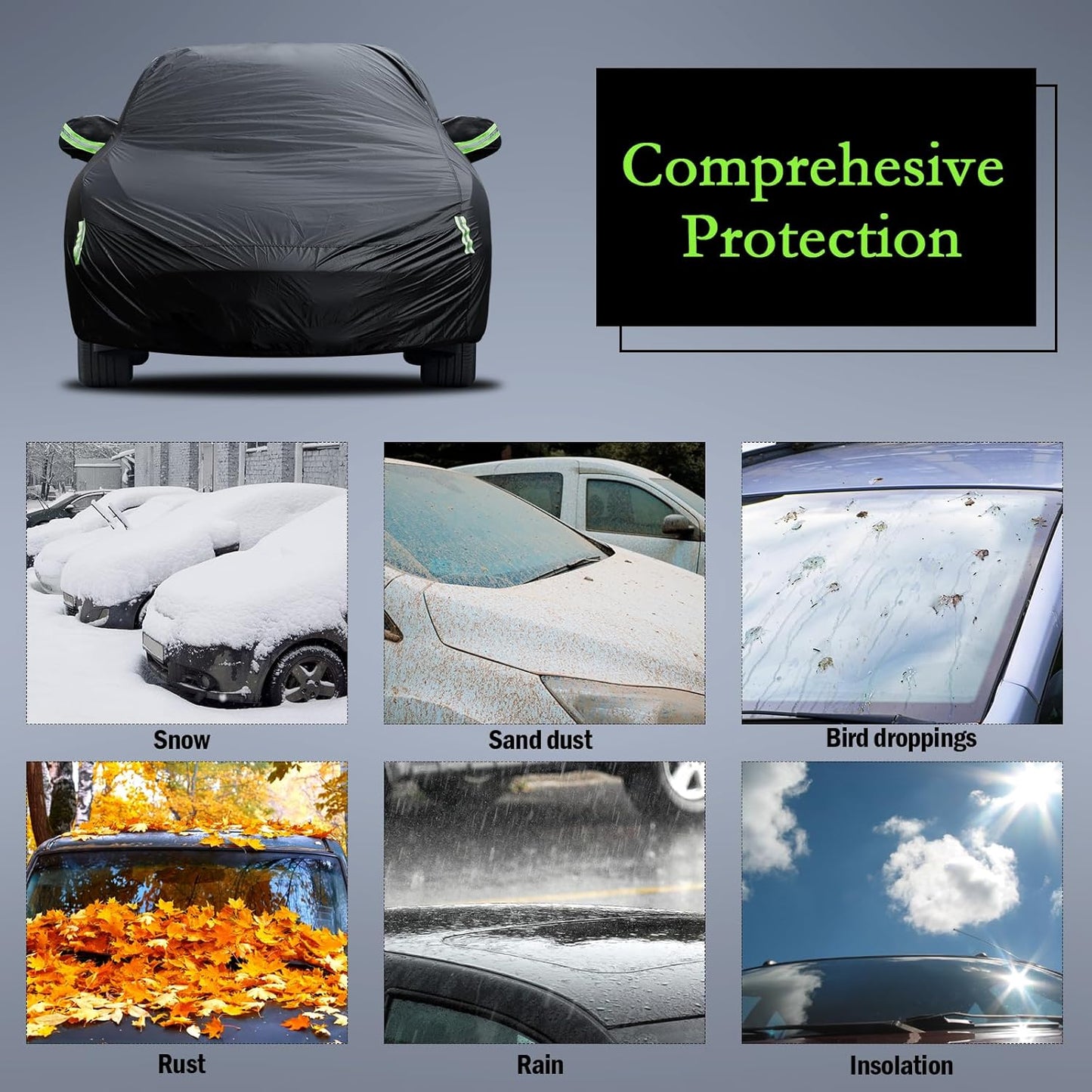 Car Cover Custom Fit for Toyota Corolla 2000-2025, Honda Civic 1991-2025, Waterproof All Weather Full Exterior Cover Rain Sun Protector Car Cover with Door Zipper