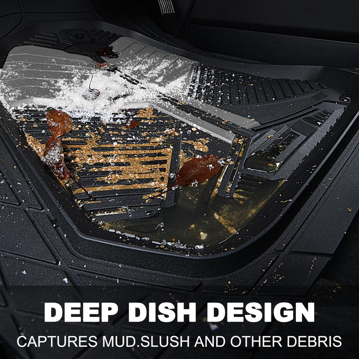 CAR PASS Heavy Duty Rubber Car Mats with Cargo Liner, Deep-Dish Car Floor Mats and Trunk Mat All Weather, Universal Trim-to-Fit for SUVs Trucks Sedans, Waterproof Anti-Slip, Trimmable V12 Black