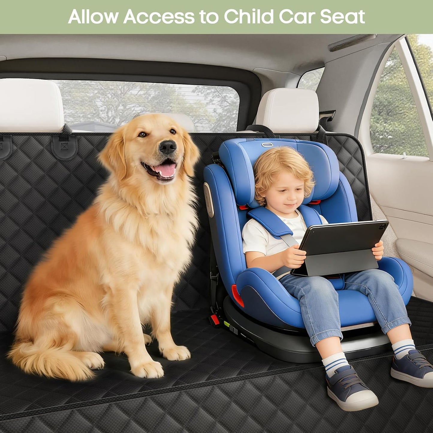 Dog Car Seat Cover, 2 Pack Waterproof Pet Front Seat Car Cover, Full Protection Dog Seat Protector with Side Flaps, Universal Size for Cars, Trucks, SUVs