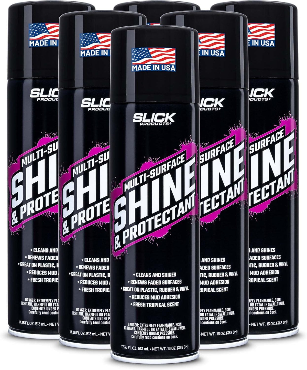 Slick Products Shine & Protectant Spray 17.35 FL OZ. - High Gloss Clear Coating Renew Vinyl, Plastic, Rubber, Trim, Tire, Car, Truck, Motorcycle, Dirt Bike (3-Pack)