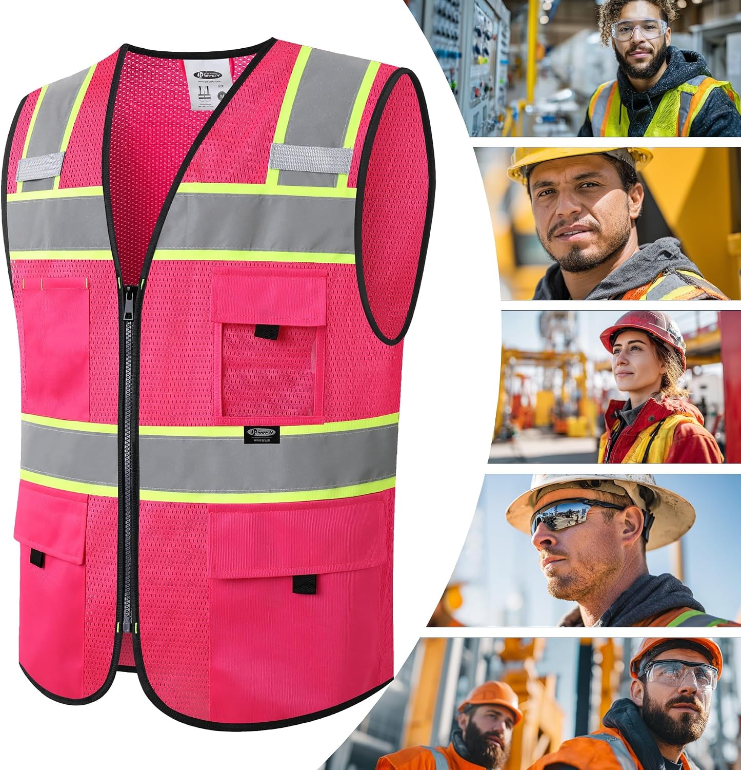JKSafety Safety Vest for Men Women Hi Vis Relfective Vest with Pockets High Visibility Meet ANSI Standard