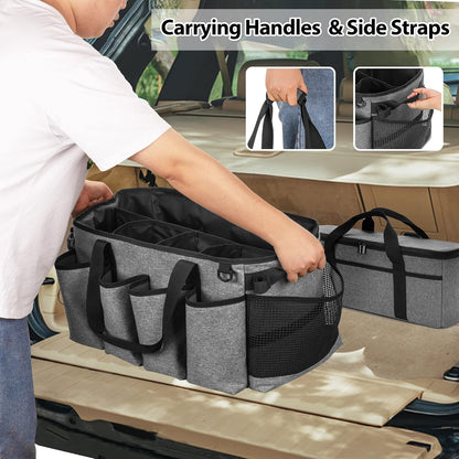 HODRANT Detailing Bag with Polisher Carry Bag, Large Detail Car Care Box for Auto Detailing Supplies, Car Wash Caddy & Trunk Organizer for Buffer Bottle Towel & Cleaning Kit, Black, Patent Design