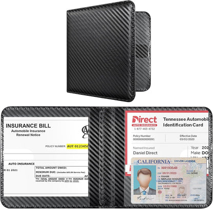 CoBak Car Registration and Insurance Holder - Men and Women Small Lightweight Vehicle Glove Box Car Organizer, Auto Truck Comparment Accessories Case for Essential Document, Driver License (Black)