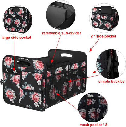 Femuar Car Trunk Organizer with Large Capacity Waterproof Car Accessories for Women & Men, Collapsible Trunk Organizer for Suv/Jeep/Sedan,Tools (Black, Standard)