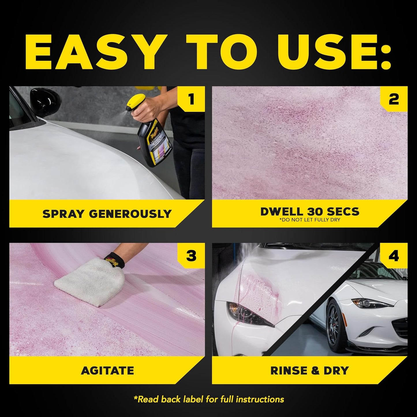 Meguiar's Ultimate Iron Remover - Quickly Remove Embedded Iron Particles and Industrial Fallout that Impair Paint Color, Clarity, and Paint Smoothness - Chemical Contaminant Remover - 24 Oz