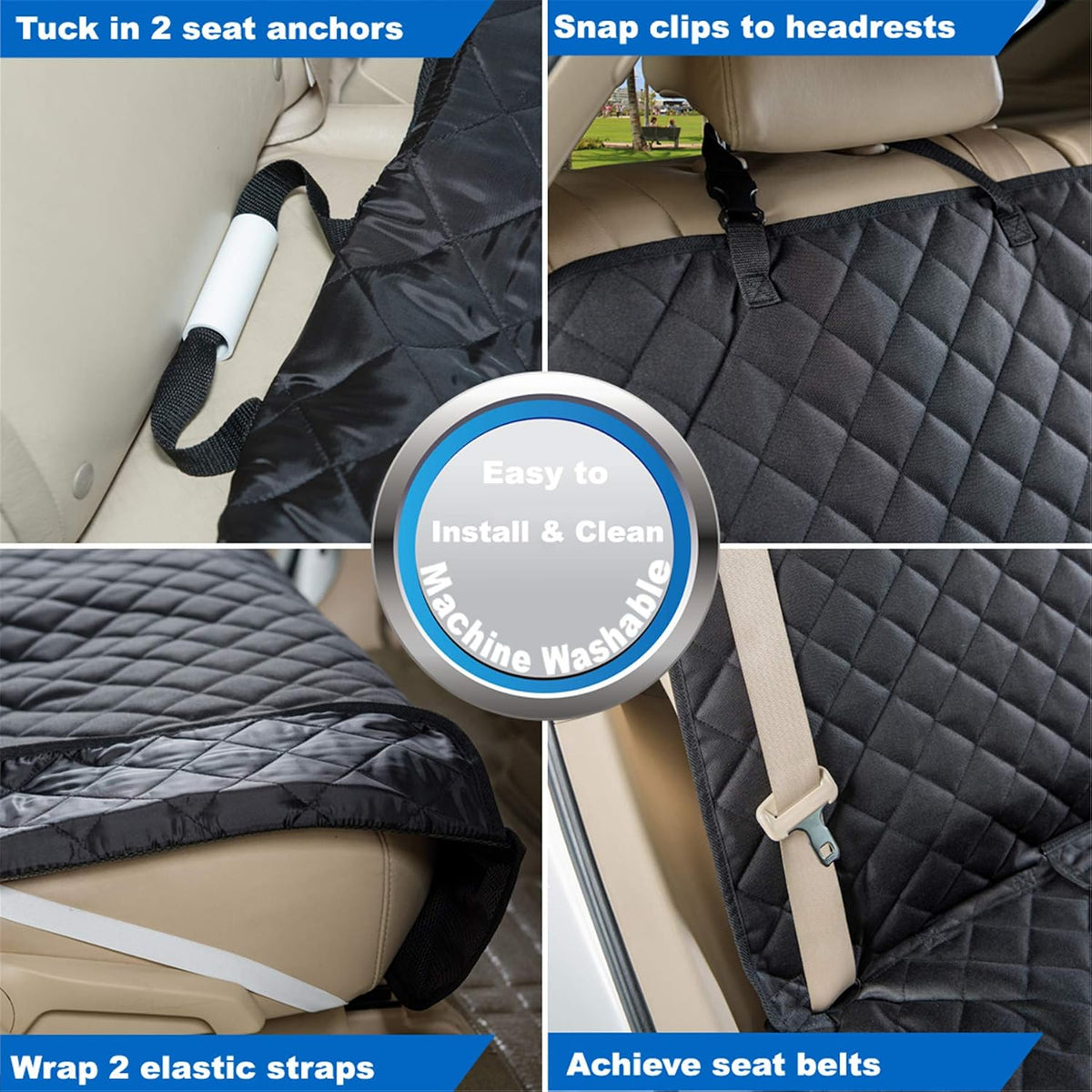 VIEWPETS Bench Car Seat Cover Protector - Waterproof, Heavy-Duty and Nonslip Pet Car Seat Cover for Dogs with Universal Size Fits for Vehicles, Trucks & SUVs