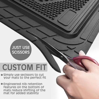 CAR PASS Heavy Duty Rubber Floor Mats 4-Piece,Pink Car Mats Full Sets Anti-Slip,Waterproof Universal Trim-to-Fit for Car SUV Truck, Durable All Weather Automotive Car Mats for Women,Girly(All Pink)