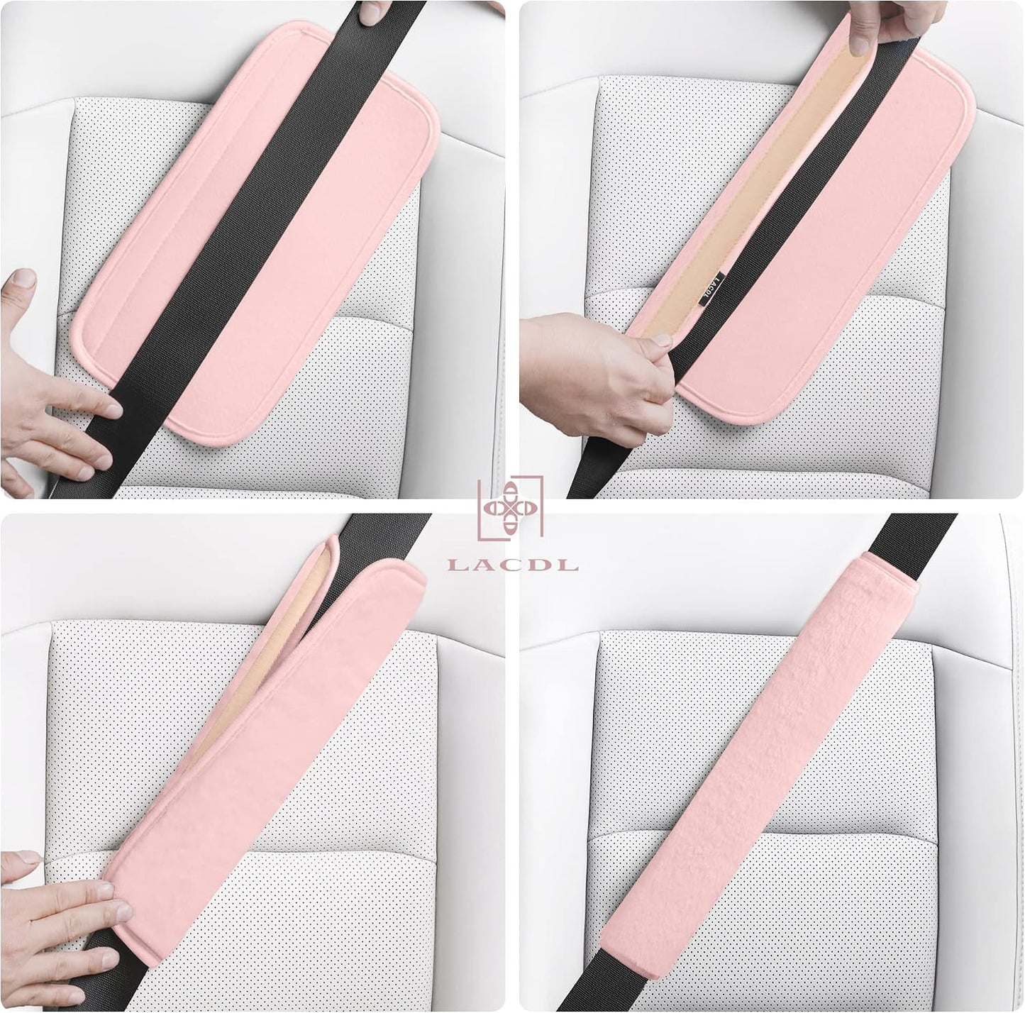 LACDL Extra Long Seatbelt Cover Super Soft Furry for Adults Kids Women & Men, Thick Plush Full Car Seat Belt Strap Cushion, Fluffy Shoulder Pad Protector, Auto Interior Accessories, 1pc, Black, 15.5in