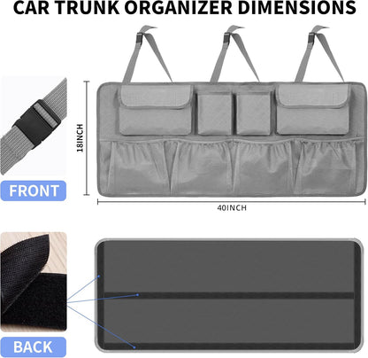 Car Trunk Organizer and Storage, Large Capacity Backseat Hanging Storage Accessories, Backseat Car Organizer for SUV/MPV/Truck (Black)
