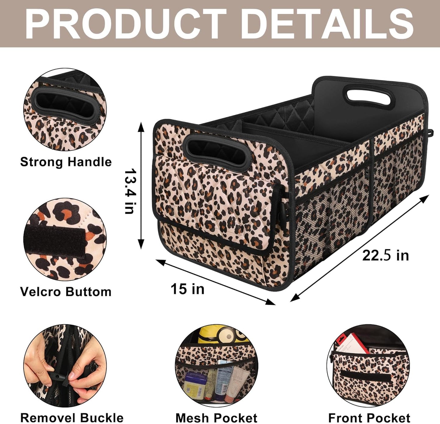 Deosk Car Trunk Organizer for SUV, Car Organizers and Storage with Reinforced Handles, Car Accessories for Women/Men 50LWaterproof Polyester Trunk Organizer, Black