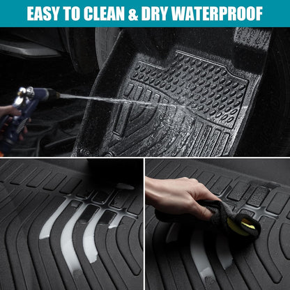 All Weather Floor Mats for 2016-2019 Chevy Cruze (No Fit 2016 Cruze Limited), Chevy Cruze Floor Mats, 1st and 2nd Maximum Coverage, 3D Waterproof TPE Rubber Protector Car Mats Full Set Liners