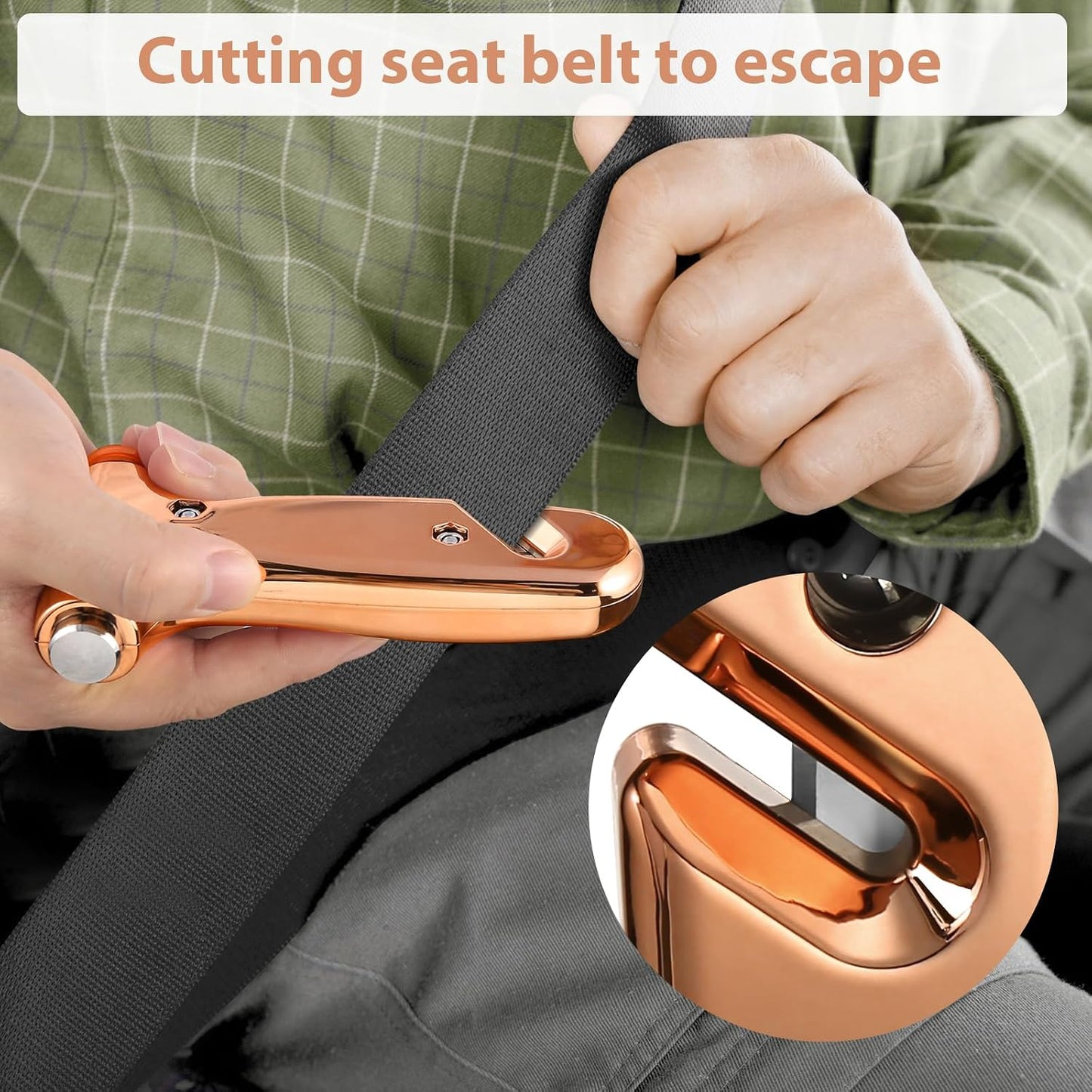 Window Breaker, 3-in-1 Emergency Escape Tool with seat Belt Cutter and Glass Breaker, Safety Emergency Car Escape Tool for Car, Electroplating Pink