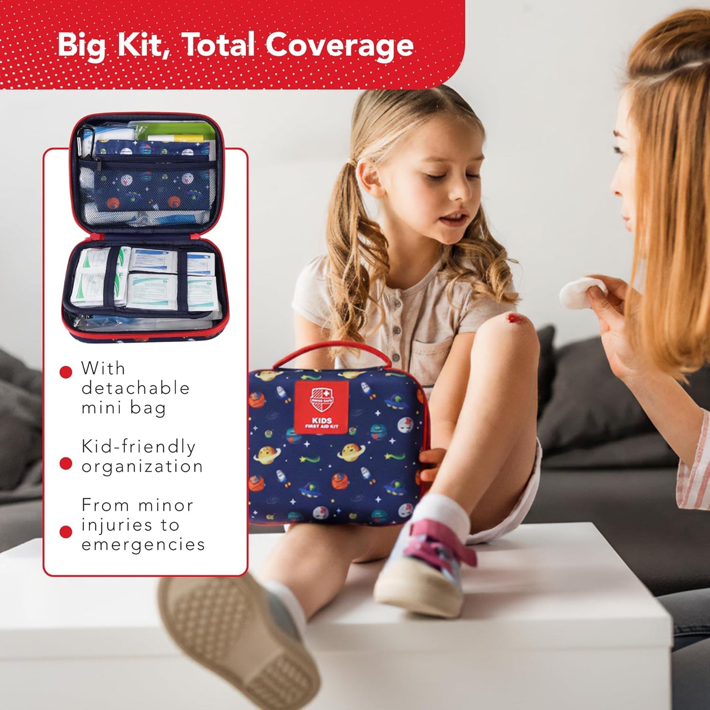 Swiss Safe 2-in-1 First Aid Kit for Car, Travel and Home, 348 Pieces, Large Hardcase with Bonus Mini Kit for Medical Emergency, Survival and Camping