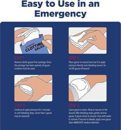 Adventure Medical Kits QuikClot Advanced Clotting Gauze - Stops Bleeding Up to 5X Faster Than Standard Gauze - Kaolin Hemostatic Dressing - for First Aid Kits & Survival Gear - 3 x 24