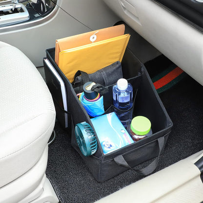 Car Organizer - Automotive Organizer for Front And Back Seat or Floor, Car Caddy Organizer with Divide, Handles and Multiple Mesh Pockets