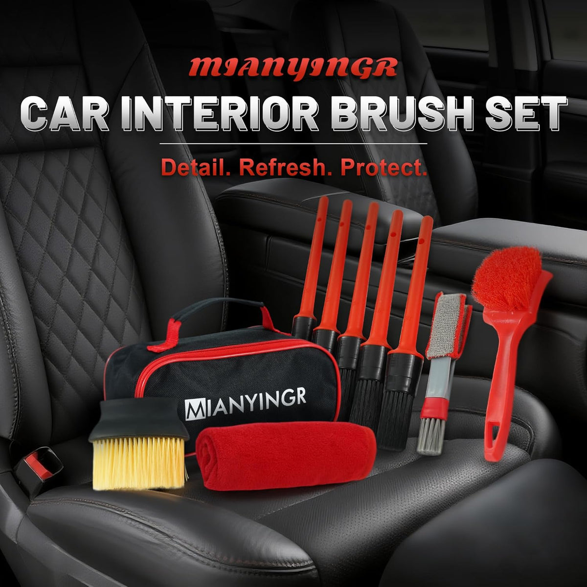25Pcs Car Detailing Kit with Drill Brushes, Car Cleaning Kit for Interior Exterior, Wheel & Tire Brushes, Polishing Pads for Waxing, Auto Detailing Tools – Gift for Men Dad (25PCS)
