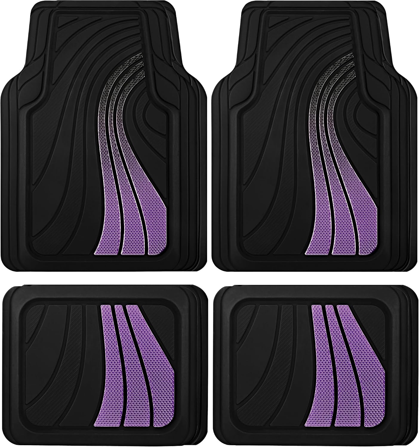 Road Comforts Car Floor Mats Full Set – Front & Rear Car Floor Mats with Aluminum Design, Anti-Slip Backing, All-Weather Protection, Trim-to-Fit Car Mats for Most Sedans, SUVs & Vans -All Pink
