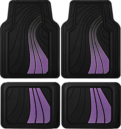 Road Comforts Car Floor Mats Full Set – Front & Rear Car Floor Mats with Aluminum Design, Anti-Slip Backing, All-Weather Protection, Trim-to-Fit Car Mats for Most Sedans, SUVs & Vans -All Pink