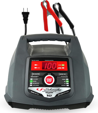 Schumacher Electric 6A Car Battery Charger and 100A Engine Starter, 6-in-1 Solution, Maintainer, 30A Boost, for 6V/12V Power Sport, Automotive, and Marine Batteries, SC1308
