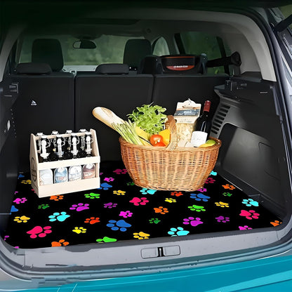 Universal Car Trunk Mat 29" x 39",Purple Colorful Flowers All Weather Trunk Protection Cargo Liner, Durable Cargo Mat Rear Trunk Liner,Stylish Vehicle Interior Accessories Suitable for Most Car Models