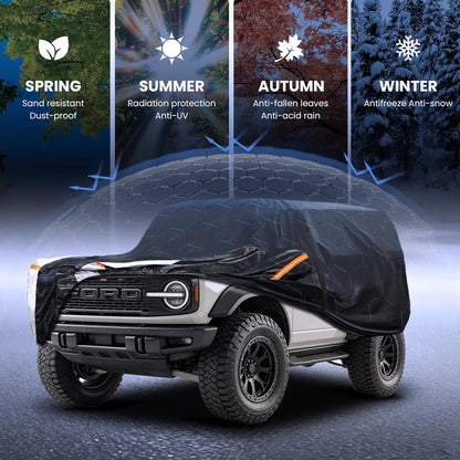 Large SUV Car Cover for Chevy Suburban 100% Waterproof All Weather, Heavy Duty Outdoor Full Exterior Covers Rain Sun Wind UV Protection. - Colors A