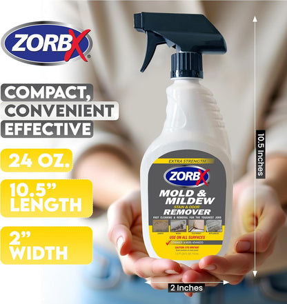 ZORBX Extra Strength Remover & Cleaner Spray 24 FL Oz – Scrub Free Formula - Bleach Free Stain & Smell Eliminator for Shower, Bathroom, Ceiling, Carpet, Cars, Walls & Wood