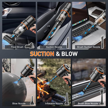 KMM Handheld Car Vacuum Cleaner, 9000Pa Vacuum Cleaner and Air Duster, 120W High Power Hand Held Vacuum with LED Light and Multi-Nozzles for Car, Home, Office, Pet