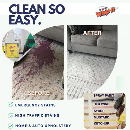 Whip It Cleaner, Multi Purpose Stain Remover Professional Strength Spray, Plant Based Enzyme Cleaner, Cleaning Food, Coffee, Wine, Baby Stains, Pet Stains, Over 500 uses, Made in USA, 32 OZ