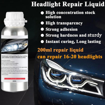 Pmbqifay Headlight Restoration Kit, Car Headlight Polish Repair Renovation Kit with 200ML Repair Liquid for Repair Headlight Yellowing, Haze, Oxidation, Scrashes