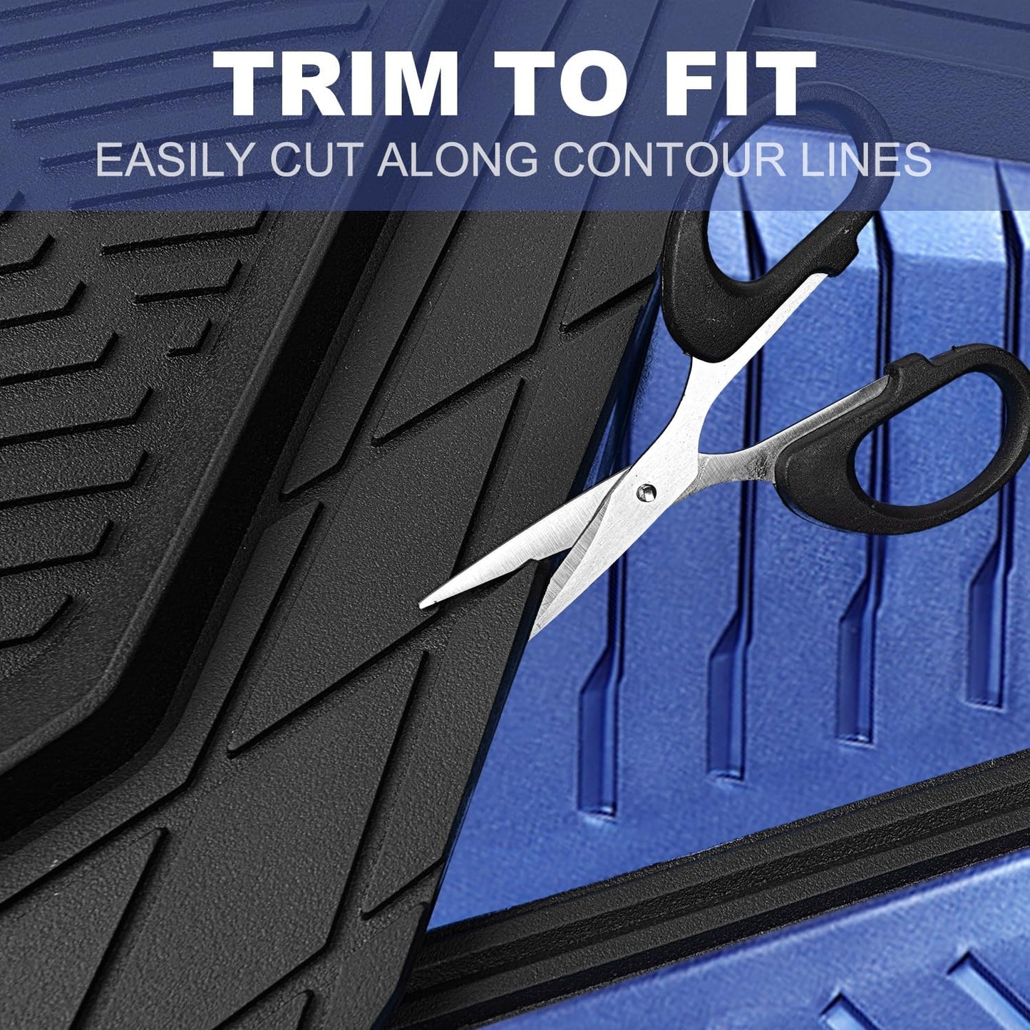 CAR PASS Heavy Duty Rubber Car Mats with Cargo Liner, Deep-Dish Car Floor Mats and Trunk Mat All Weather, Universal Trim-to-Fit for SUVs Trucks Sedans, Waterproof Anti-Slip, Trimmable V12 Black