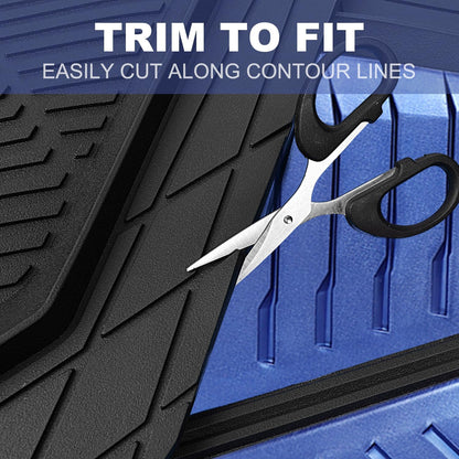 CAR PASS Heavy Duty Rubber Car Mats with Cargo Liner, Deep-Dish Car Floor Mats and Trunk Mat All Weather, Universal Trim-to-Fit for SUVs Trucks Sedans, Waterproof Anti-Slip, Trimmable V12 Black