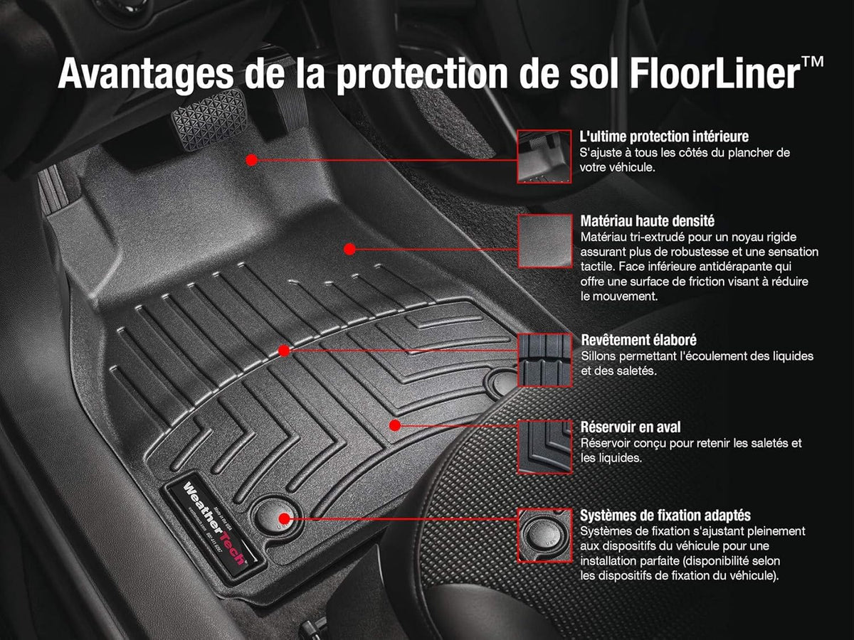 WeatherTech FloorLiners Custom Fit for 2017-2022 Honda CR-V, 2020-2022 CR-V Hybrid - 1st & 2nd Row (441110-1-2), Black