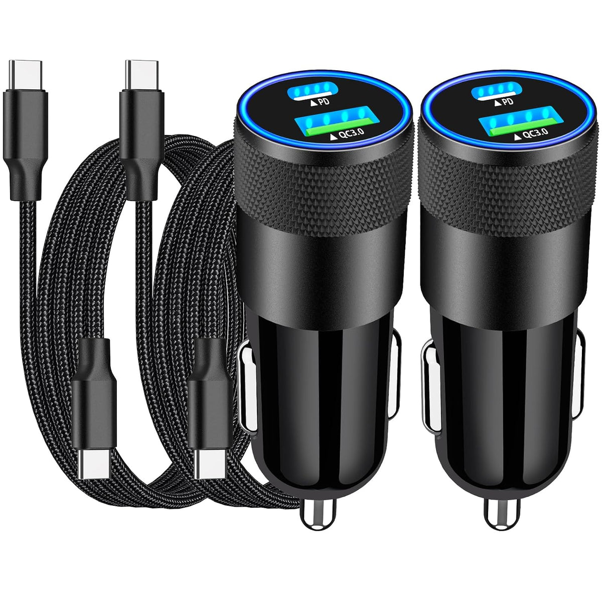 【MFi Certified】iPhone 17 Car Charger Fast Charging, Braveridge 75W USB C PD&QC Car Power Cigarette Lighter USB Charger with 6FT Type C Coiled Cable for iPhone 17/17 Pro Max/16/15/Galaxy S26/S25/Pixel