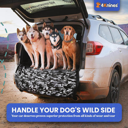 4Knines Split Cargo Liner for SUV – For Dogs & Pets, Heavy-Duty, Waterproof Trunk Mat & Cargo Cover – Fits 60/40 Split Bench & Armrest Pass-Through – Machine Washable, Non-Slip, Durable (Large, Black)