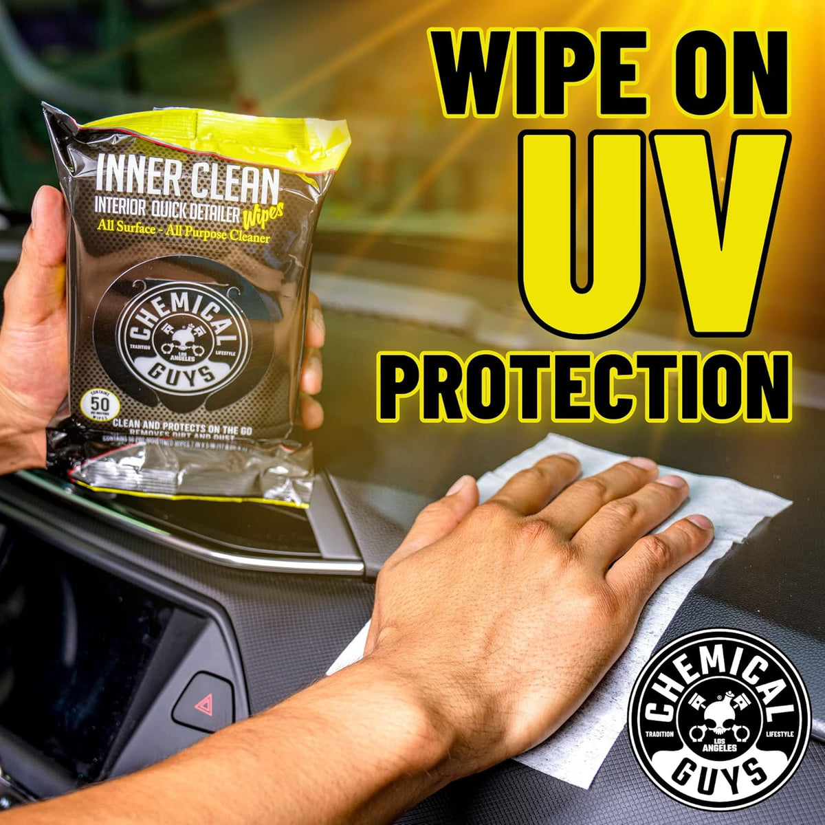 Chemical Guys InnerClean Interior Quick Detailer Cleaner and Protectant for Dashboards Door Panels Seats Trim and Surfaces Non Greasy Interior Car Cleaning Spray and Interior Detailer Spray 16 oz