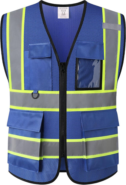 Safety Vest for Men Women Hi Vis Vest with Pockets Mesh High Visibility Vests Meets ANSI/ISEA Standards