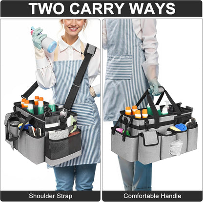 Cleaning Caddy,Cleaning Bag for Housekeepers,Cleaning Supplies Organizer with Handle,Black