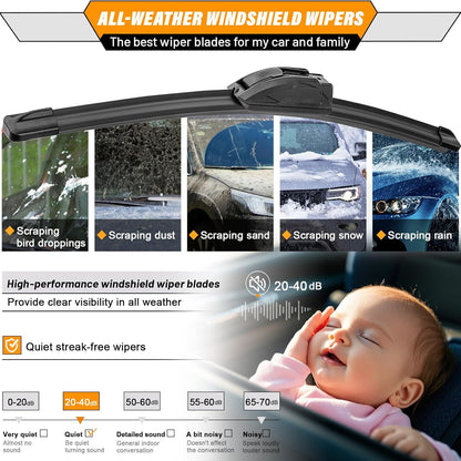 AUTOBOO 3-Pack Windshield Wiper Blades for Subaru Outback 2020-2025, Original Equipment Replacement 26"+18" Front and 16" Rear, All-Weather Performance, Easy One-Click Install