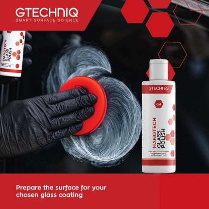 Gtechniq G4 Nanotech Windshield Polish, 3.4 fl oz | Removes Stubborn Dirt and Grime, Removes Water Spots and Tarnishes, Clinically Clean Smear and Scratch-Free Finish