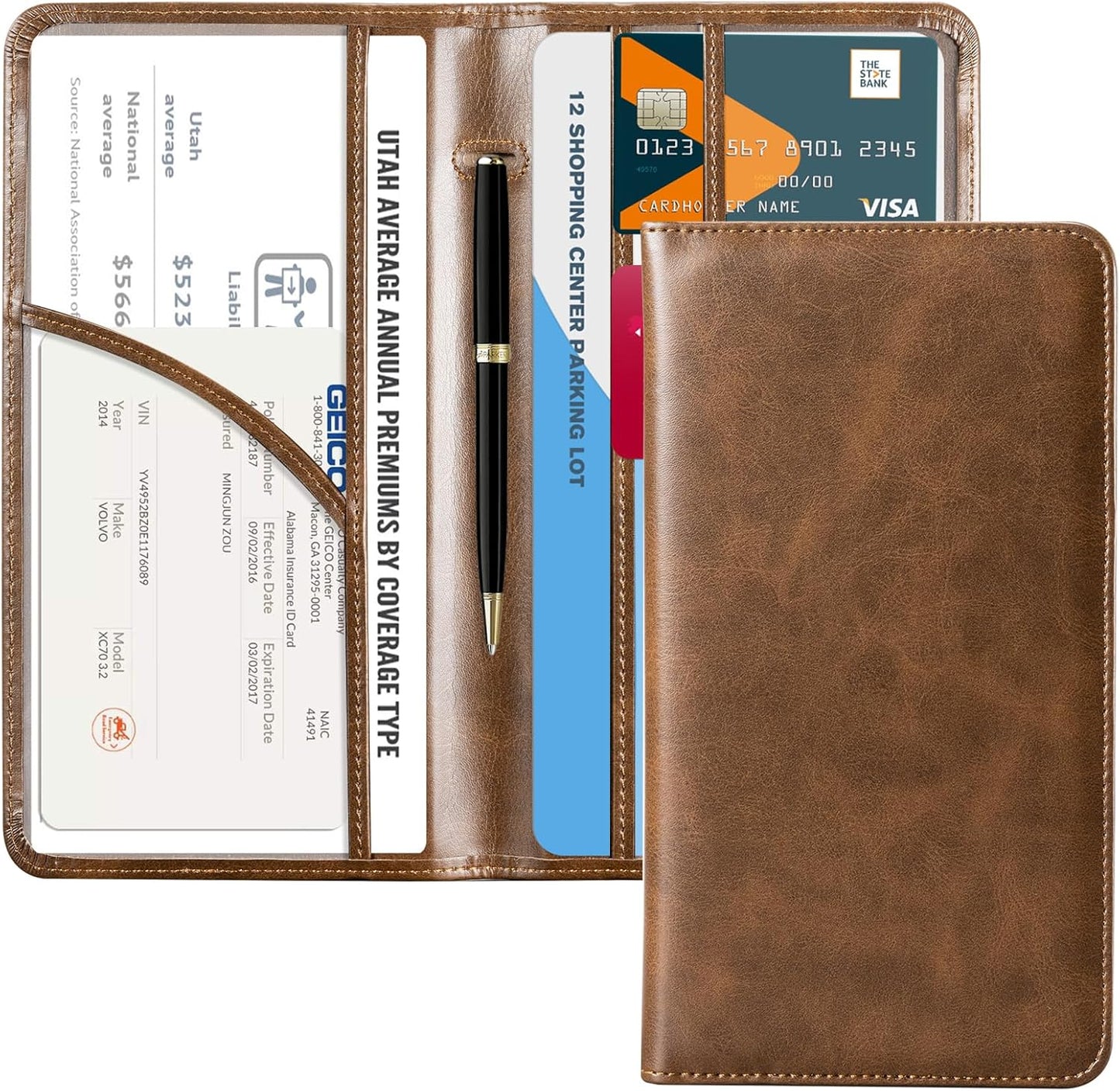CoBak Car Registration and Insurance Holder - Vehicle Glove Box Car Organizer,Auto Truck Comparment Accessories Case with Magnetic Closure for Driver License,Cards - Colors B