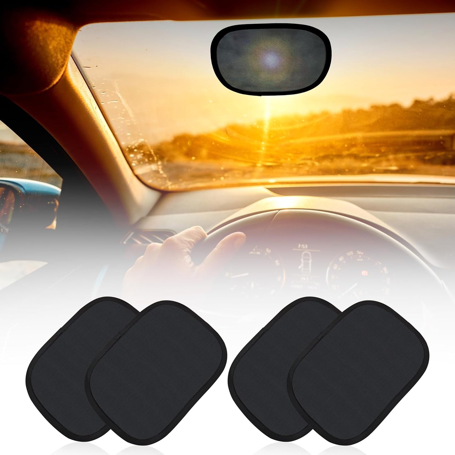 EcoNour Miniature Static Cling Window Shade for Car Sun Visor (2 Pack) | Windshield Sun Shade Static Cling for Driving Glare Shield | Cling Car Shade for Windshield | Sun Glare Protection Accessories