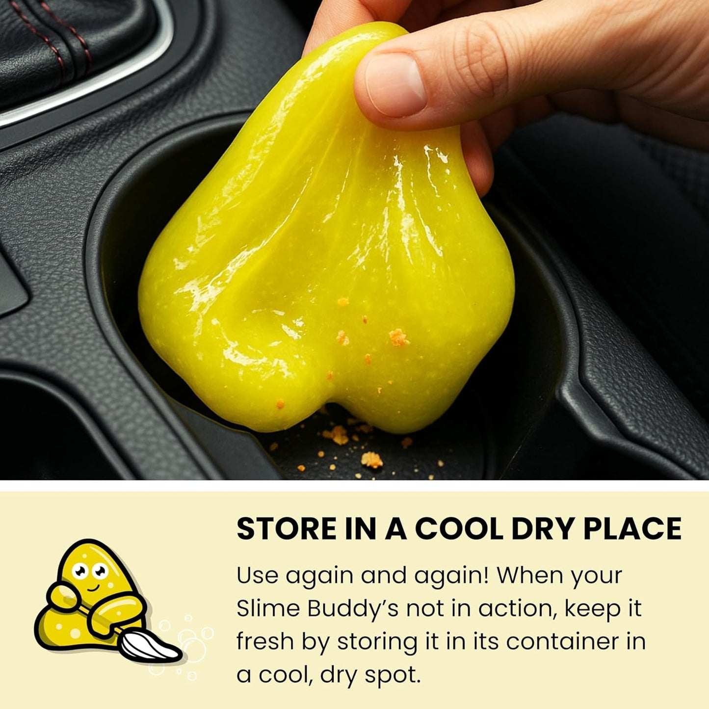 Slime Buddies Car Cleaning Gel Putty - Strawberry Scented Interior Detailing Tool for Cup Holders, Air Vents & Keyboard - Reusable Auto Detailing Accessories - Dust Remover Goop - Gifts for Men Women