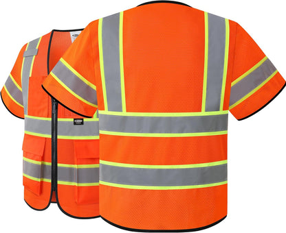 JKSafety Safety Vest for men women Hi Vis Reflective Vest with Pockets and Zipper High Visibility Meet ANSI Standard（BX320