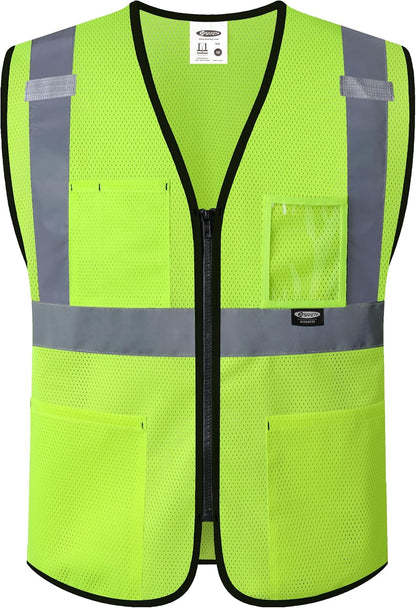 JKSafety Safety Vest for men women Hi Vis Vest with Pockets and Zipper High Visibility Meet ANSI Standard（BX310