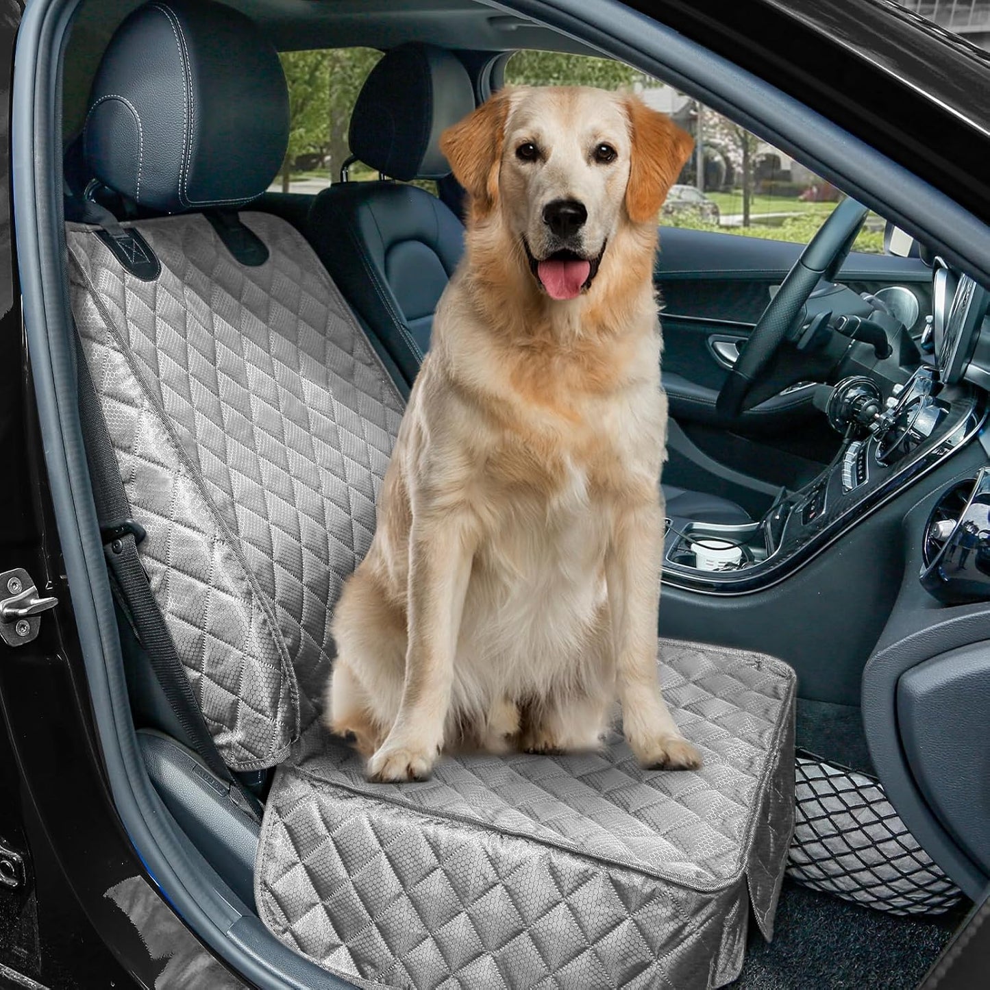 PETICON Waterproof Front Seat Car Cover, Full Protection Dog Car Seat Cover with Side Flaps, Nonslip Scratchproof Front Seat Cover Fits for Cars, Trucks, SUVs, Jeep