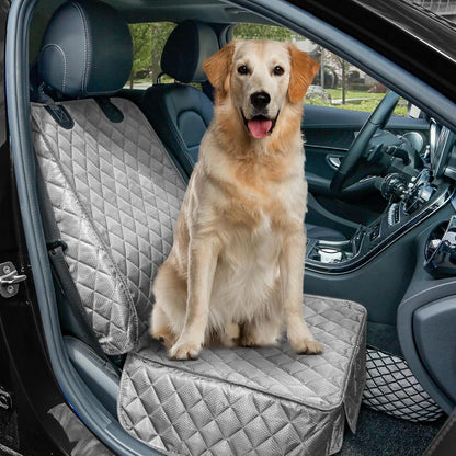PETICON Waterproof Front Seat Car Cover, Full Protection Dog Car Seat Cover with Side Flaps, Nonslip Scratchproof Front Seat Cover Fits for Cars, Trucks, SUVs, Jeep